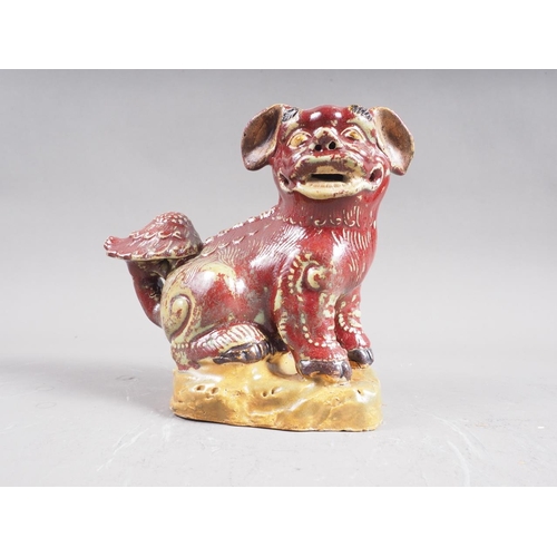 88 - A 19th century Chinese red and yellow glazed pottery Dog of Fo, 7