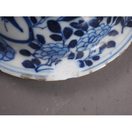 99 - A Chinese blue and white baluster vase with floral and landscape decoration, 14 1/4