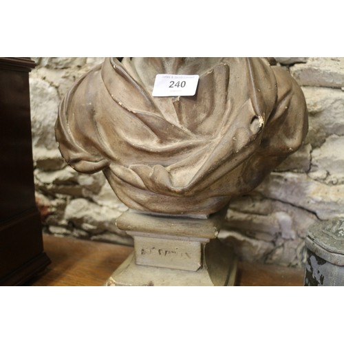 240 - A plaster bust of Isaac Newton, 14 1/2