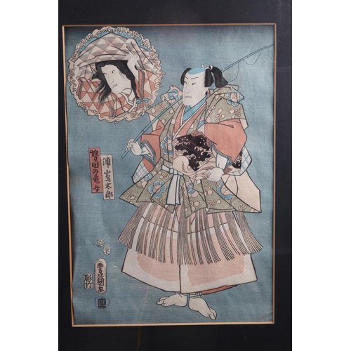 347 - A pair of Japanese colour woodblock prints, actors, in common frame