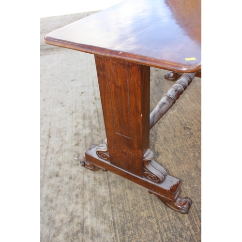 481 - A 19th century walnut rectangular top centre table, on panel end and scroll supports, 48