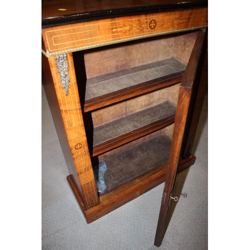 482 - A late 19th century walnut and inlaid gilt brass mounted pier cabinet enclosed glazed panel door, on... 