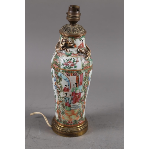 112 - A Canton baluster vase with figure, bird and flower decoration, 12