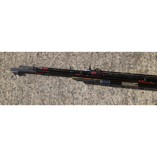 189 - A Silstar Diaflex salmon/fly rod, a split cane rod, one other rod and a reel, a pair of Airflo X-Str... 