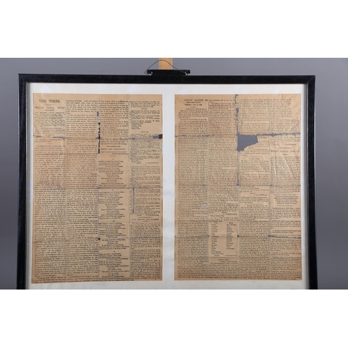 248 - A facsimile copy of The Times for November 7th 1805 recording the battle of Trafalgar, in double sid... 