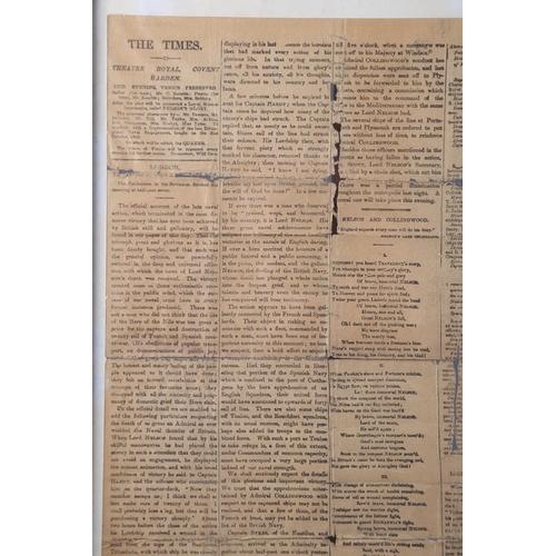 248 - A facsimile copy of The Times for November 7th 1805 recording the battle of Trafalgar, in double sid... 