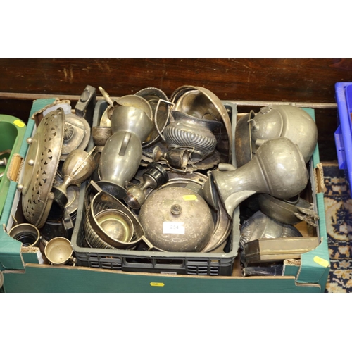 254 - A quantity of silver plate, including a breakfast warmer, candlesticks, an entree dish and other ite... 