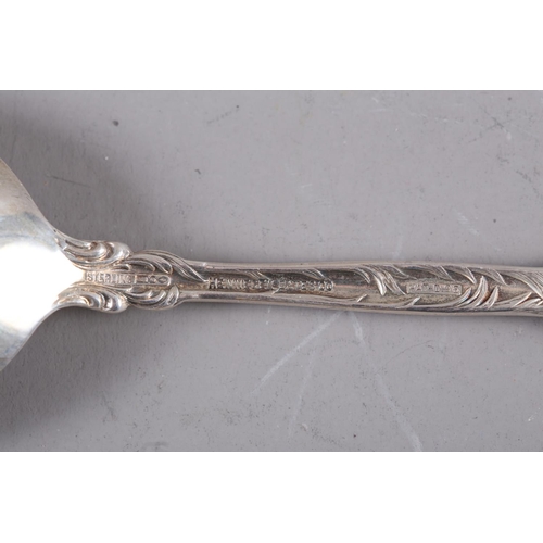 274 - A set of six white metal soup spoons with embossed floral decoration, stamped Sterling, 8.4oz