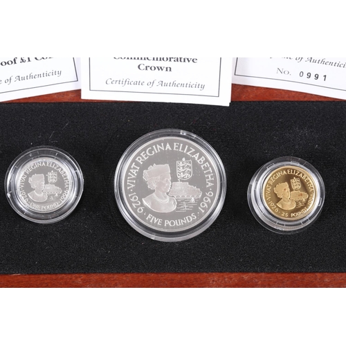 315 - A Guernsey 70th Birthday of Her Majesty Queen Elizabeth II gold and silver proof coin set, comprisin... 