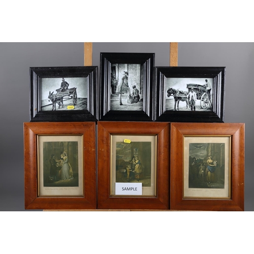 337 - A set of twelve Cries of London prints, in burr maple frames, and nineteen 19th century style prints