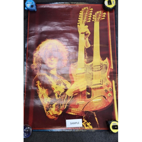 340 - A reproduction poster of Black Sabbath, another similar of Led Zeppelin, various other posters and a... 