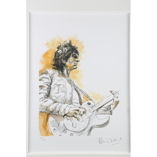 342 - Ronnie Wood: a set of four signed limited edition lithographs, portraits of the Rolling Stones, in s... 