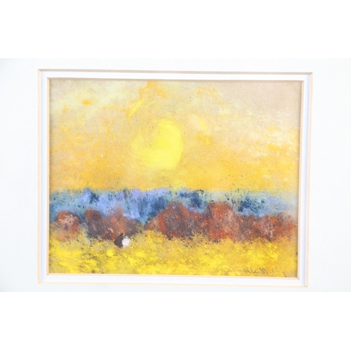 398 - Gabrielle Bellocq: pastels, sunset with figures, 4 3/4