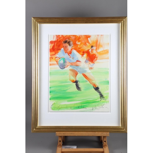 428 - Jake Sutton: a set of four oils on canvas board, 1999 Rugby World Cup scenes, 18