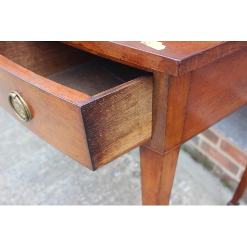 446 - A 19th century mahogany bowfront carving table, fitted three drawers with ring handles, on square ta... 