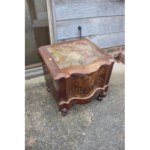 452 - A mahogany shape top commode stool, on cabriole supports, 19