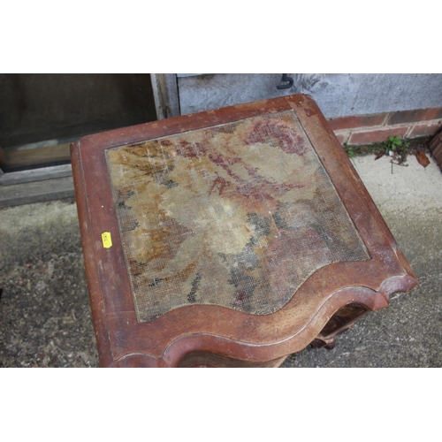 452 - A mahogany shape top commode stool, on cabriole supports, 19