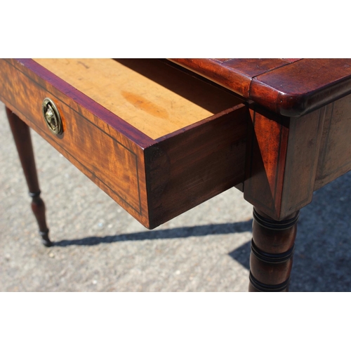 457 - A Sheraton Revival mahogany bonheur du jour with brass gallery top over nest of drawers, pull-out wr... 