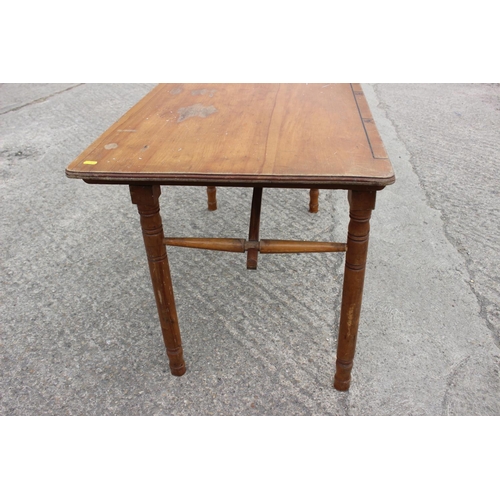 460 - A late 19th century maple folding table with 1-yard marking, on turned supports, 43