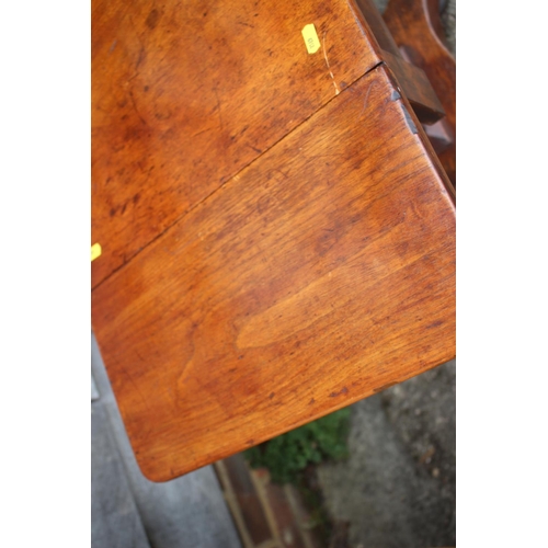 468 - A 19th century mahogany work table, fitted flap top and two drawers, on quatraform base, 34