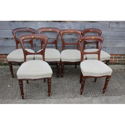 471 - A Harlequin set of six late 19th century mahogany carved bar back dining chairs with stuffed over se... 