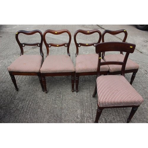 478 - A set of four 19th century carved rosewood  balloon back dining chairs with padded seats, upholstere... 