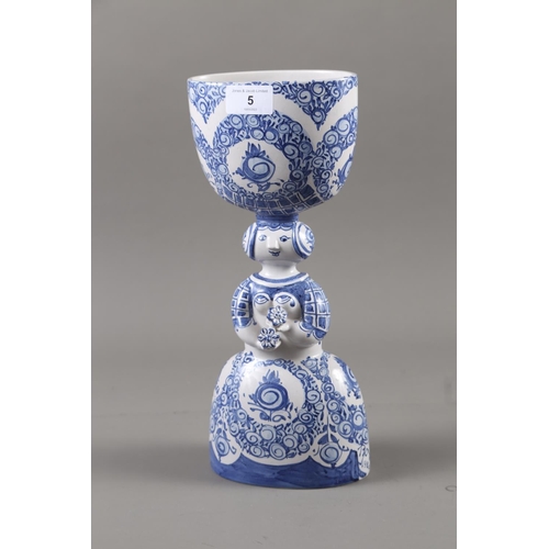 5 - A Danish blue and white pottery trophy cup for 