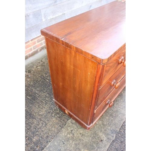 511 - A late 19th century mahogany chest of two short and two long graduated, on bun feet, 39 1/2