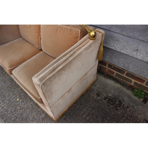 571 - A child's/boudoir Knole settee, upholstered in a mushroom velour, 48