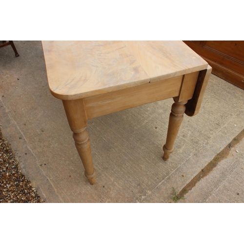 604 - A late 19th century sycamore single drop leaf table, fitted two drawers with turned hardwood knobs, ... 