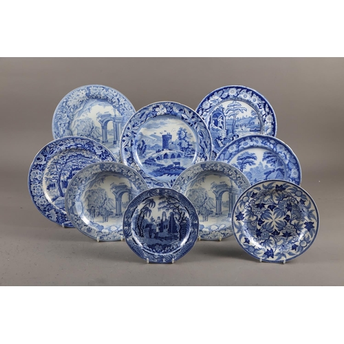 67 - An assortment of blue and white pottery, including an Enoch Wood chestnut basket, 11 1/4