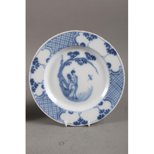 71 - An 18th century Delft blue and white bowl with floral decoration, 12 1/4