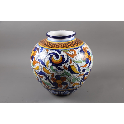 8 - A Cantagalli bolbous vase with floral and scrolled decoration, 13