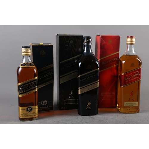 224 - A 1L bottle of Johnnie Walker Double Black Whisky, a 75cl bottle of Johnnie Walker Black Label 12-ye... 