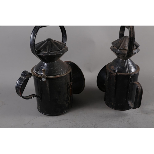 235 - An early 20th century black lacquered signalling lamp, 12 1/4