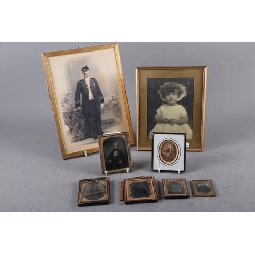 244 - A quantity of ambrotype photographs and a portrait photograph of a small girl by Marcus Adams