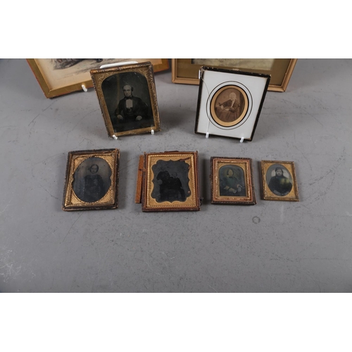 244 - A quantity of ambrotype photographs and a portrait photograph of a small girl by Marcus Adams