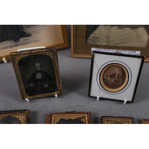 244 - A quantity of ambrotype photographs and a portrait photograph of a small girl by Marcus Adams