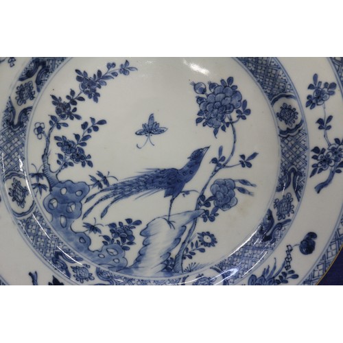 118 - Six Chinese blue and white decorated plates, various designs (some restorations)