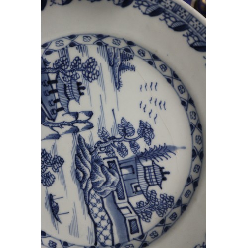 118 - Six Chinese blue and white decorated plates, various designs (some restorations)