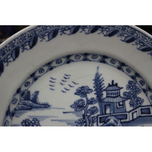 118 - Six Chinese blue and white decorated plates, various designs (some restorations)