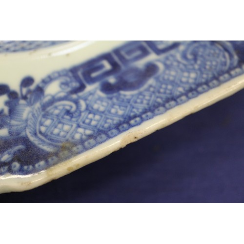 119 - A Chinese blue and white bamboo peony and rock decorated plate, 11