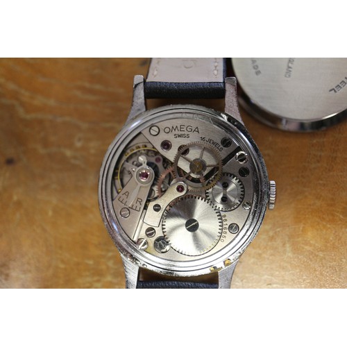 294 - A gentleman's vintage Omega wristwatch, in London made British Watch Company chrome and stainless st... 