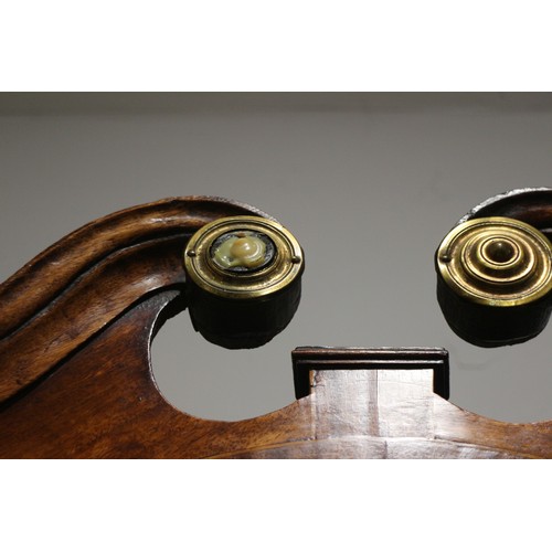 518 - An early 19th century oak and mahogany banded provincial long case clock with painted circular dial ... 