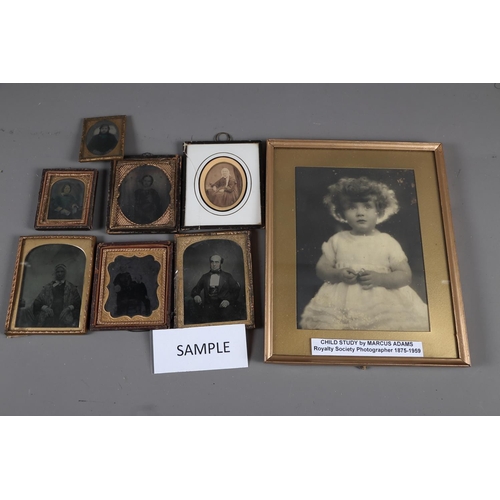 261 - A quantity of ambrotype photographs and a portrait photograph of a small girl by Marcus Adams