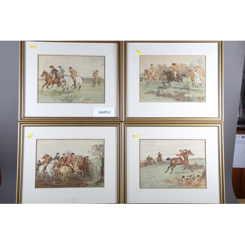 436 - After Randolph Caldecott: a set of four hunting prints of scenes with the Old Mickledale Hunt, in gi... 