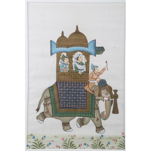 489 - An Indian watercolour on silk of an elephant, 6 1/2