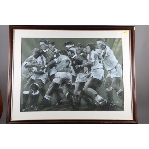 491 - Jenny Brooks, '93: pastels, rugby line out, 20