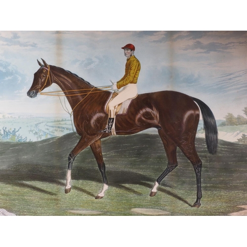 438 - Two 19th century hand coloured engravings, horse and jockeys, 