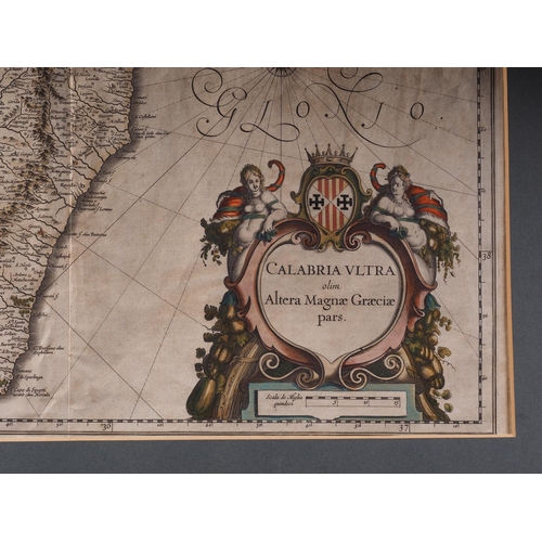 471 - A 17th century hand-coloured map of Calabria, unframed